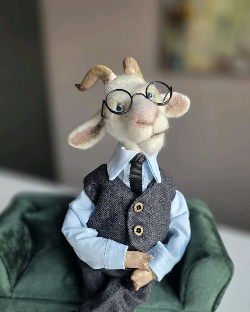 Козлик Зигмунд. Игрушка из шерсти