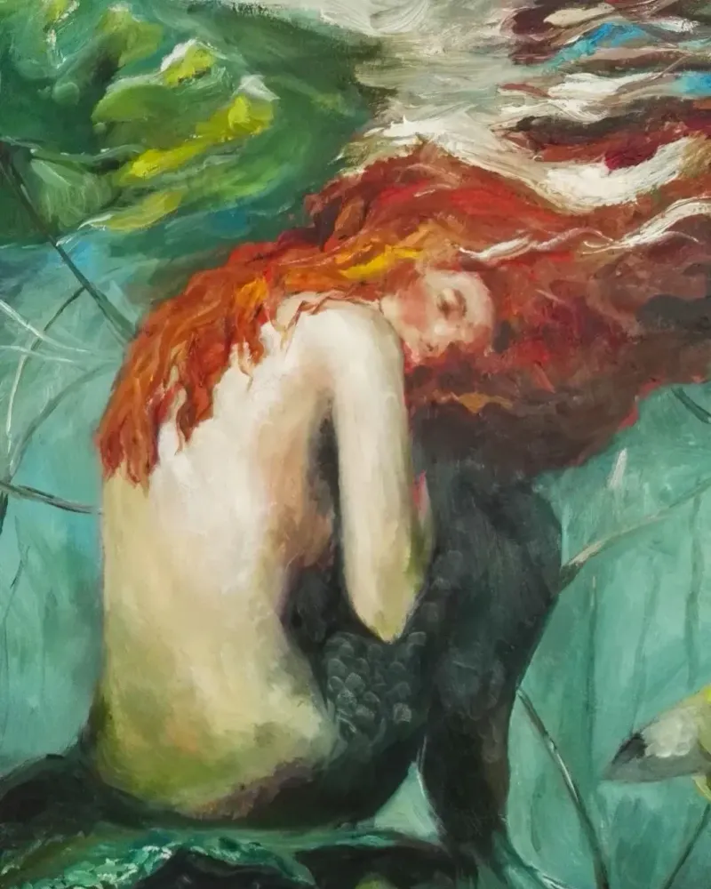 Русалка. Картина маслом 60×60 см — 60×60 см