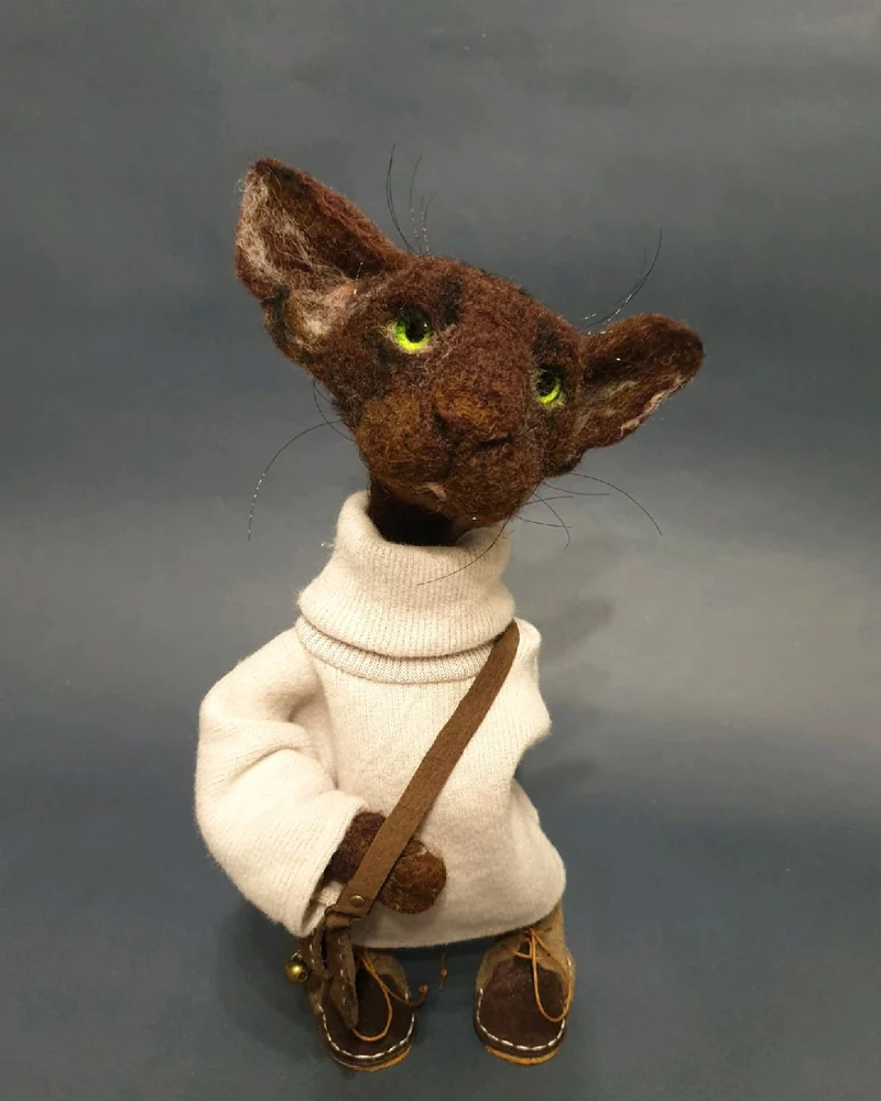 Кошки ориентальные. Игрушки из шерсти