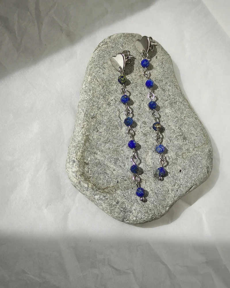 Серьги длинные с лазуритом