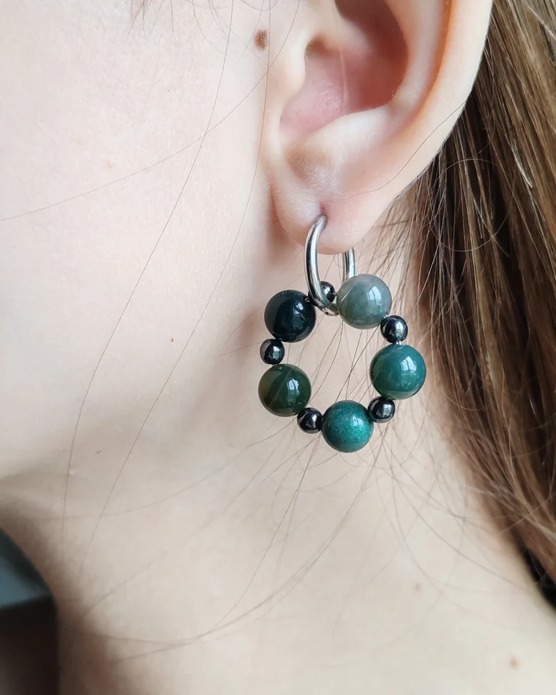Сет украшений из Мохового Агата