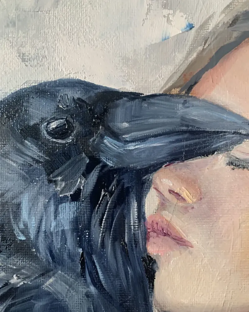 Ворон. Картина маслом 30×30 см — 30×30 см
