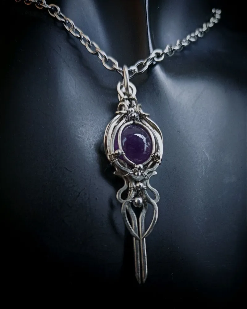 Кулон-ключ «Magic Key» с камнем — Фиолетовый, Аметист 1