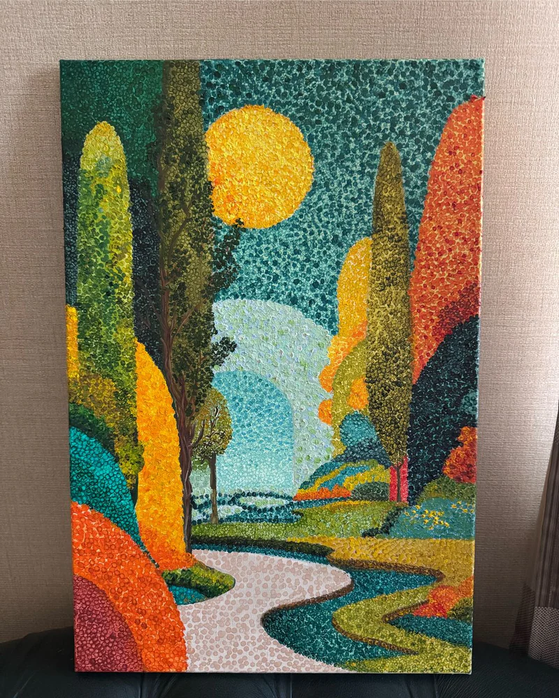 Картина маслом Пейзаж пуантилизм 40×60 — Оригинал