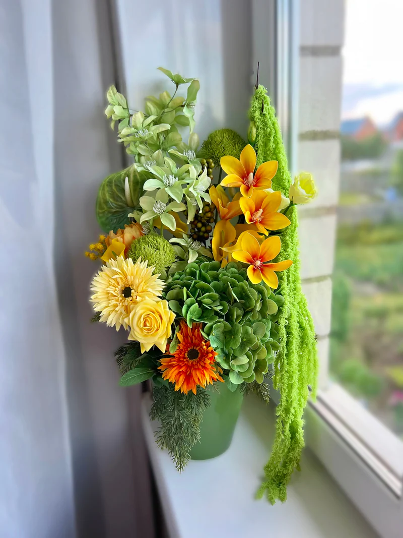 Сочная композиция в кашпо 💚