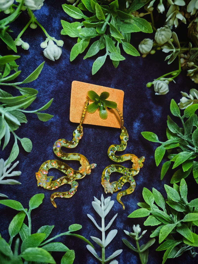 Серьги «Змейки-охранники», жёлтые