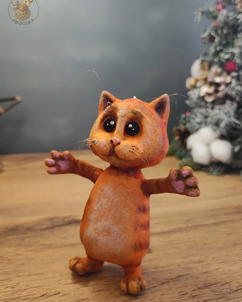 Ватная игрушка «Рыжий котик»