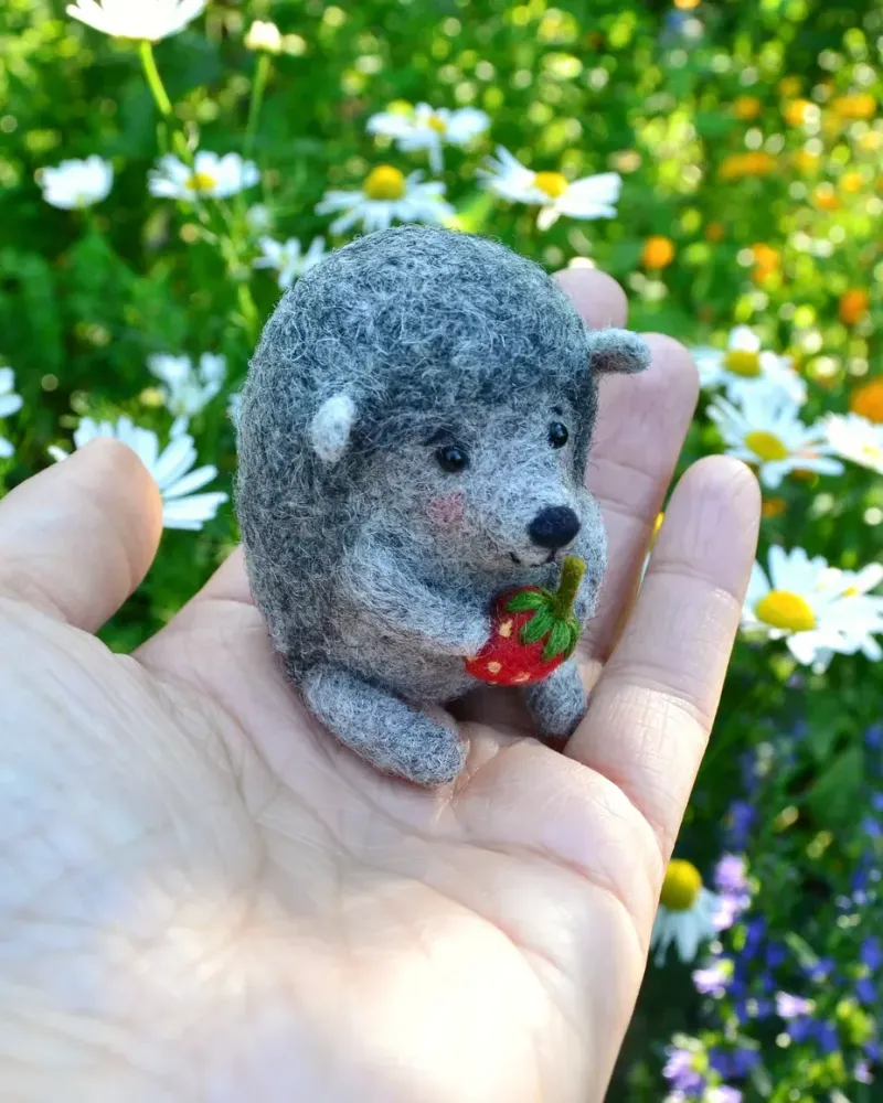 Валяный ёжик, 6 см — 6 см