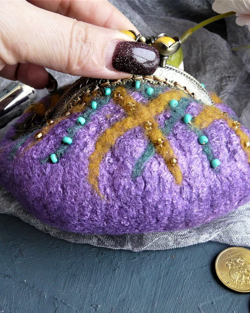 Маленький кошелек женский с фермуаром. Кошелек монетница