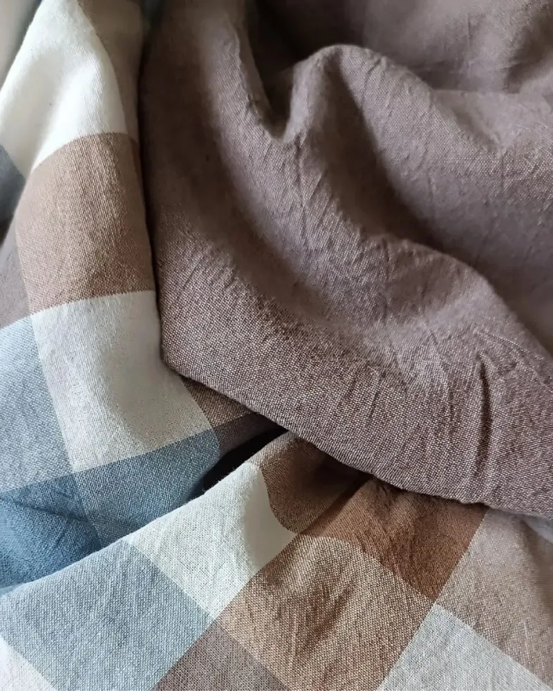 Постельное бельё из варёного хлопка, 100% хлопок, клетка
