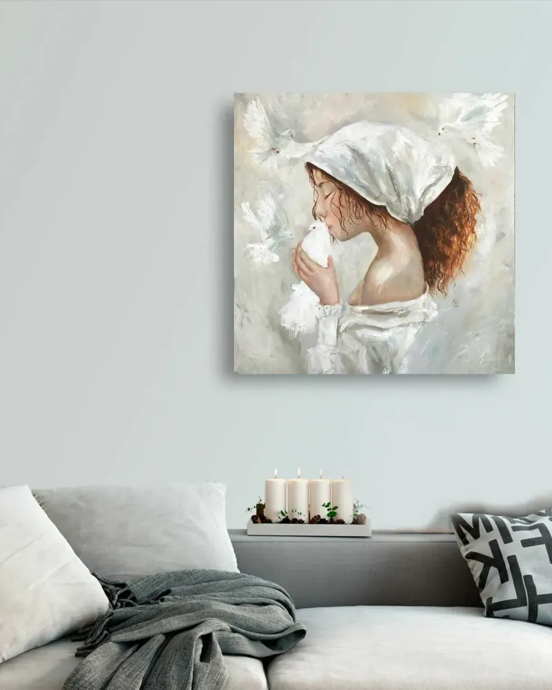 Голубка. Картина маслом 60×60 см — 60×60 см