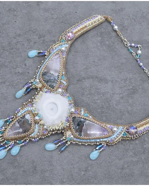 Авторское колье с аметистами и Swarovski
