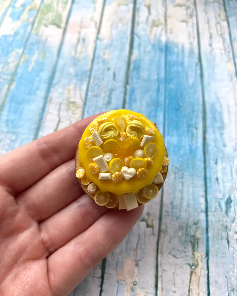 Миниатюрный торт «Цитрусовая нежность 🍋» Кукольная миниатюра