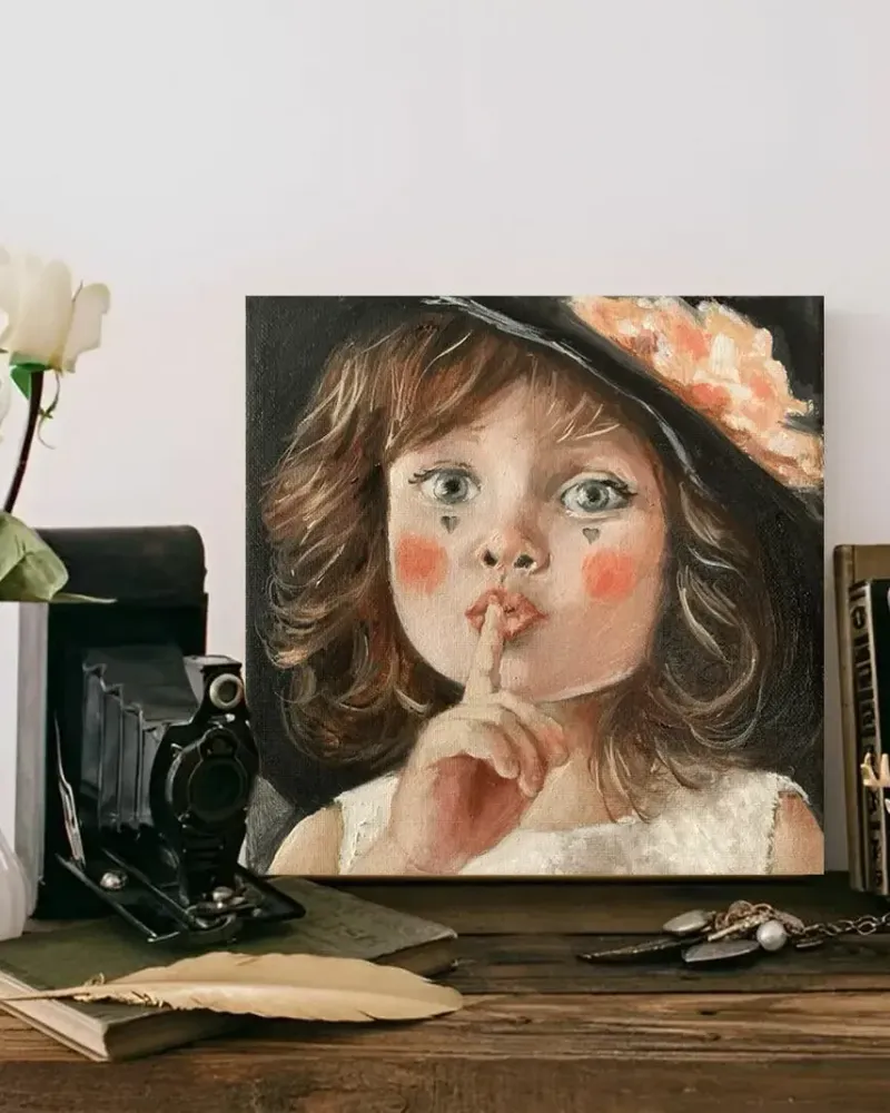 Маленькая клоунесса. Картина маслом 20×20 см — 20×20 см