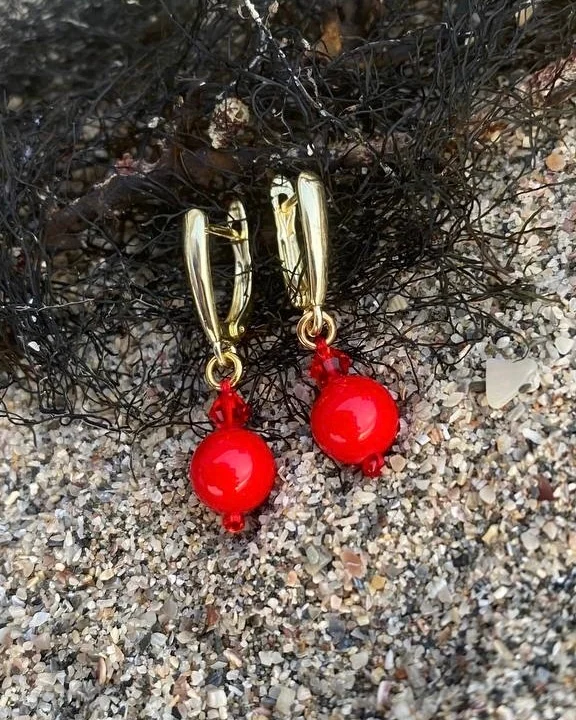 Серьги с красным кораллом — Серьги с красным кораллом