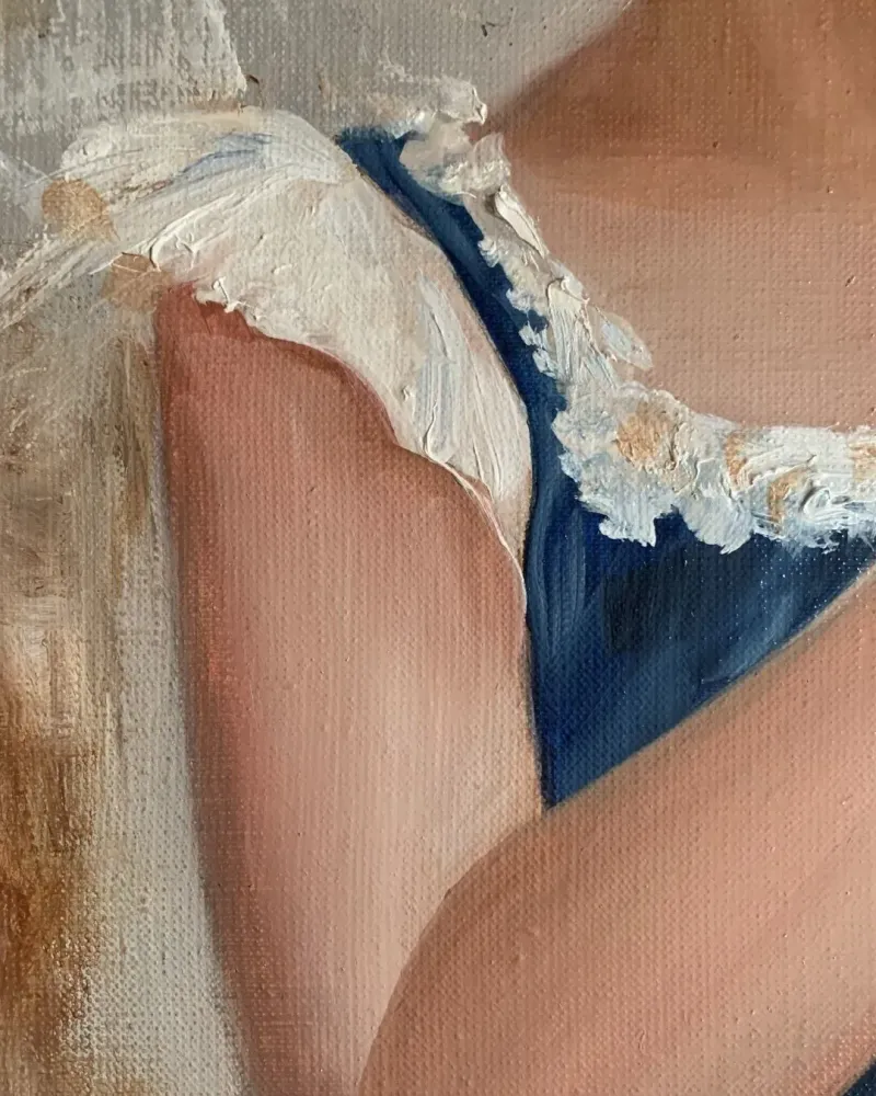 Портрет девочка с помадой. Картина маслом 40×50 см — 40×50 см