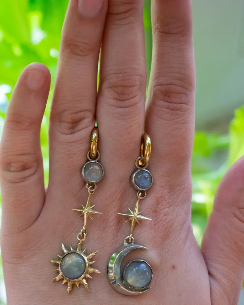 Серьги «Sun and moon» с лабрадорами