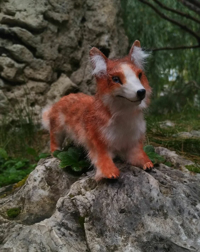 Собака корги рыжая, коллекционная игрушка 1:4 — Собака корги рыжая
