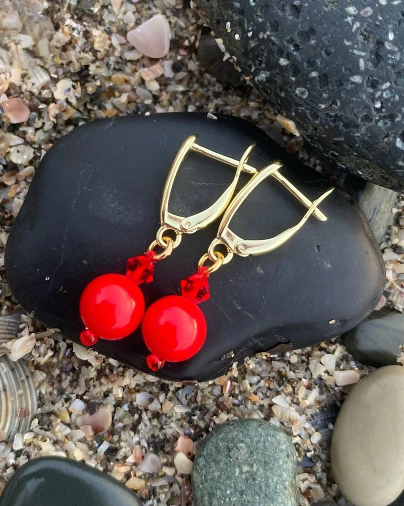 Серьги с красным кораллом — Серьги с красным кораллом