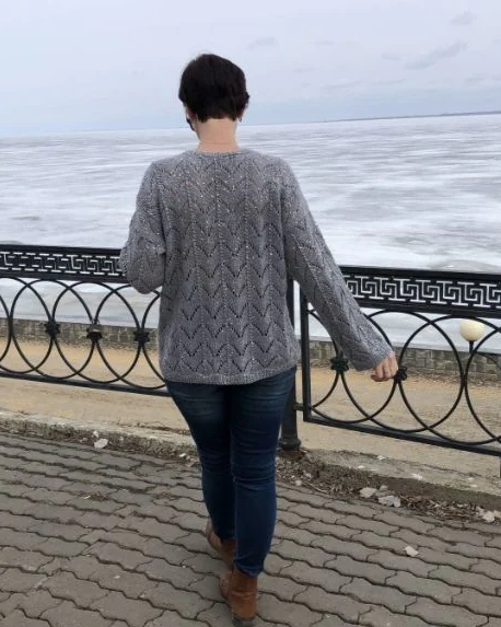 Розовый Джемпер с пайетками — Ажурный джемпер