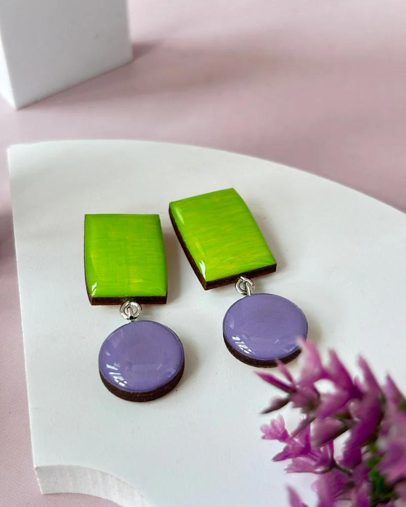 Серьги геометрия из дерева