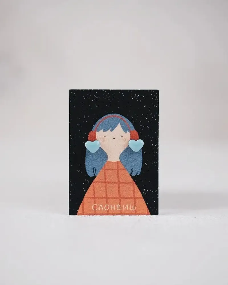 Серьги сердце для девочки деревянные — голубой