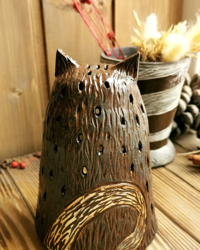 Подсвечник «Кот» — Коричневый