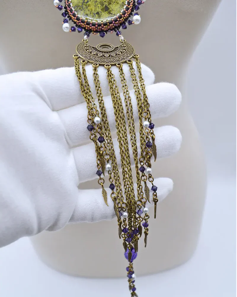 Авторский кулон со змеевиком и Swarovski