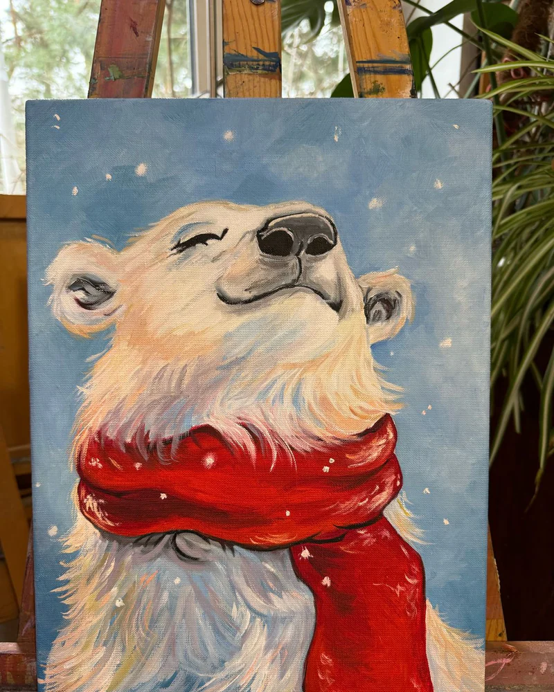 Картина маслом «Лю..», белый медведь, 30×40 см — Оригинал