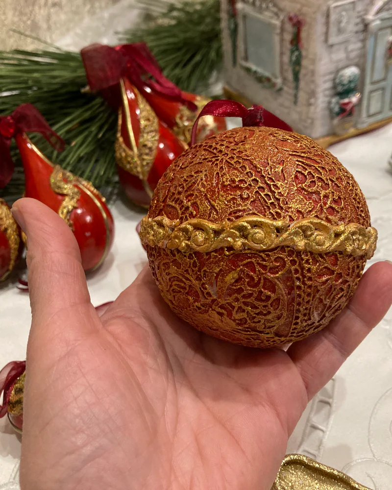 Набор из ёлочных игрушек и шкатулки "Зимняя сказка"
