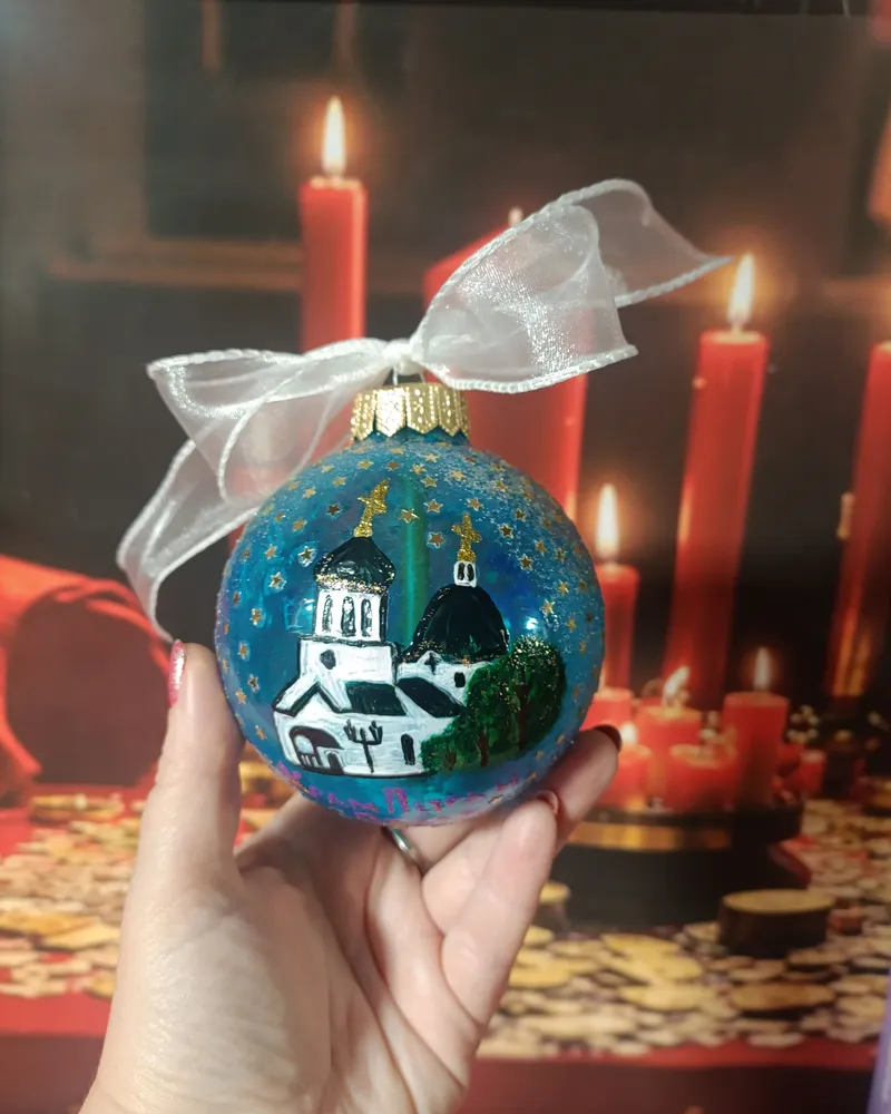 Новогодний шар — Голубой