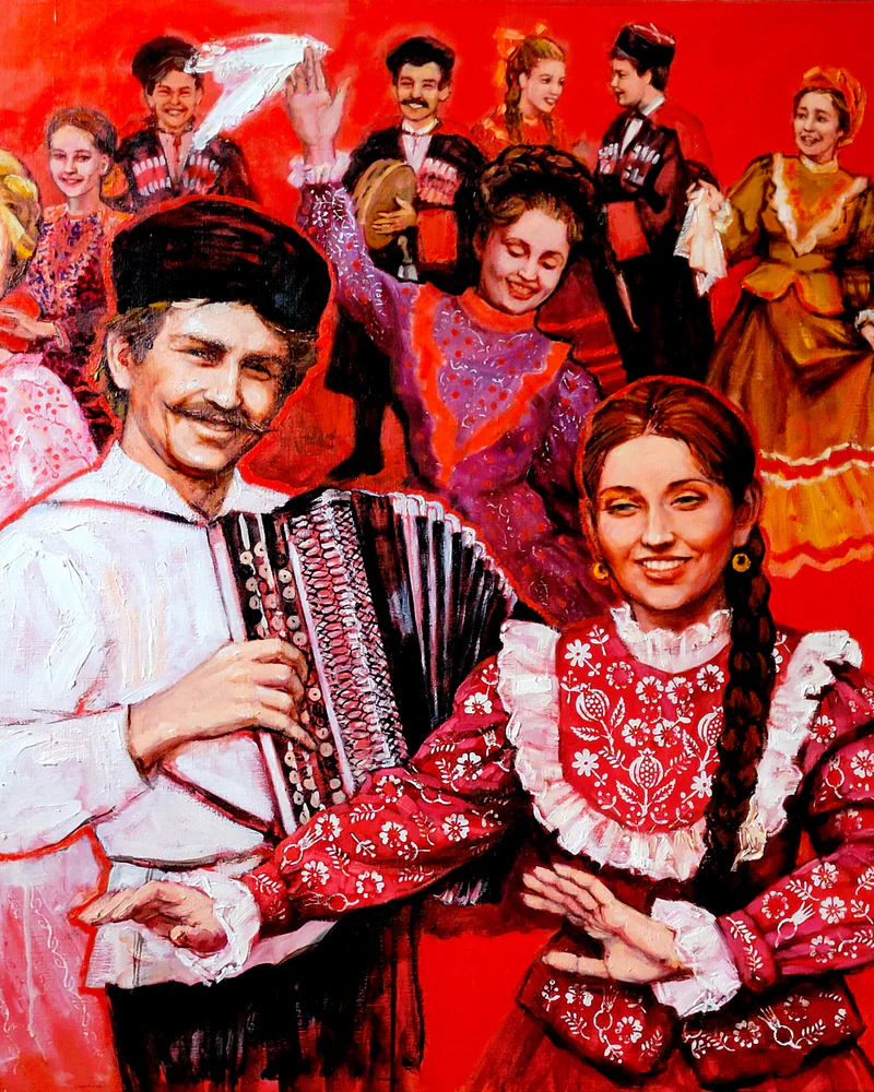 Сельский праздник на улице Красной — Оригинальная картина
