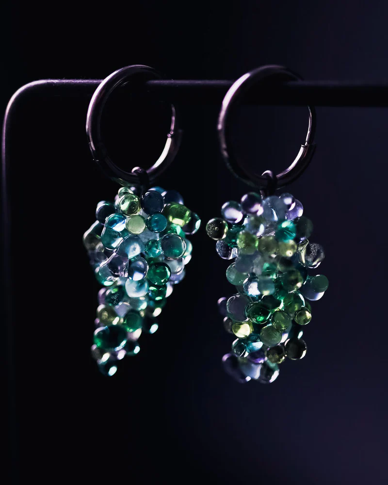 Серьги из стекла Виноград