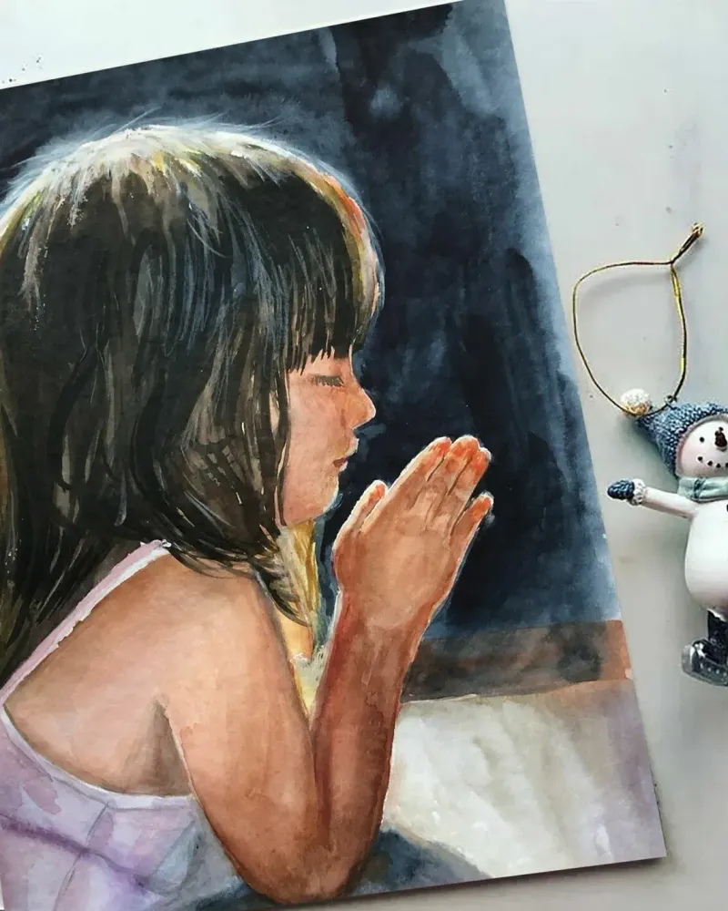 Молитва. Акварель 21×30 см — 21×30 см