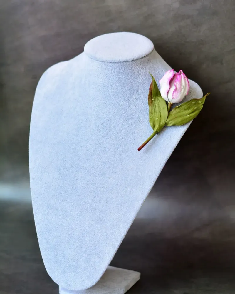 Брошь «Тюльпан» розовый — 10 см