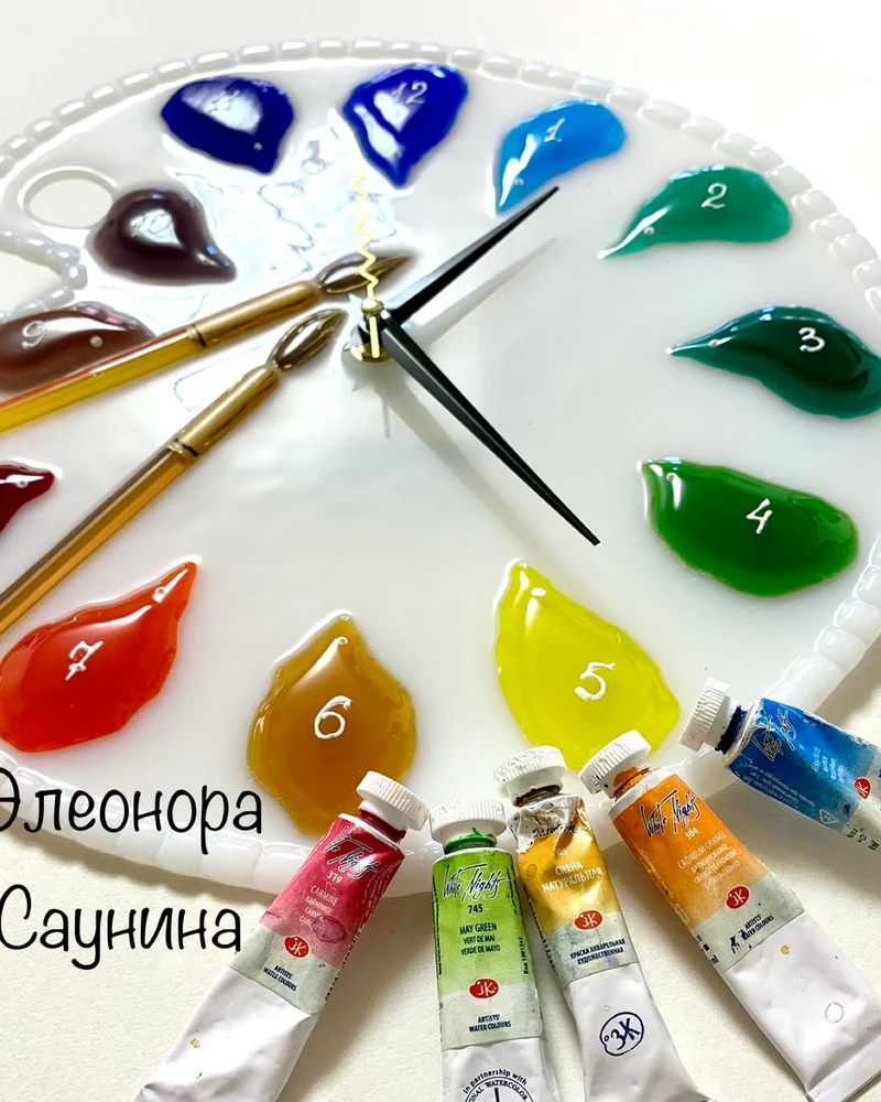 Часы настенные фьюзинг Подарок художнику