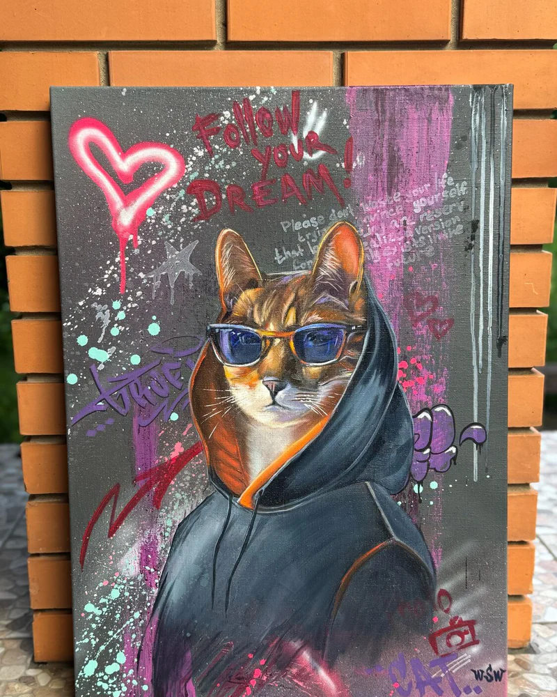 Картина маслом 50×70 из цикла работ «Коты и кошки» — Оригинал