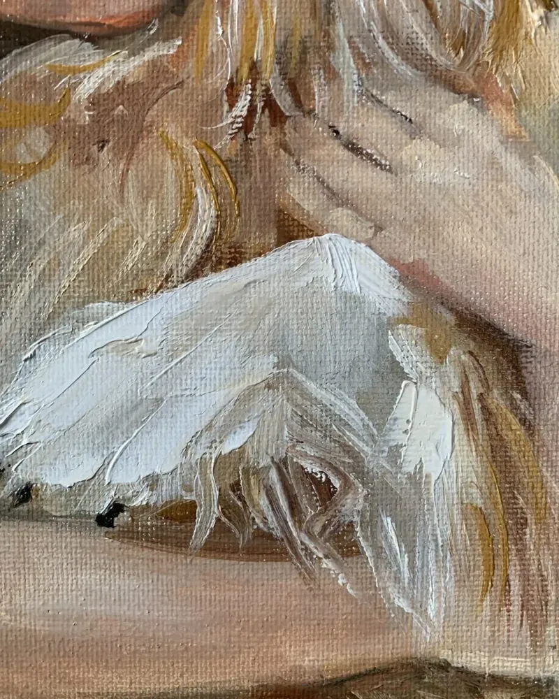 Девочка с собакой. Картина маслом 20×30 см — 20×30 см
