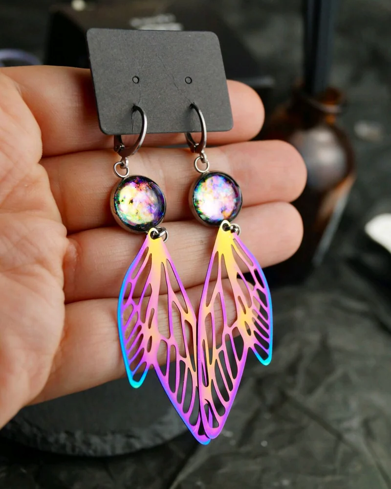 Серьги космические бабочки