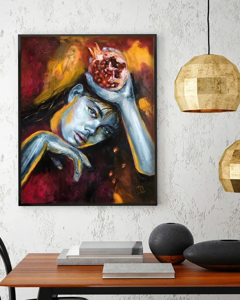 Девушка и гранат. Картина маслом 40×50 см — 40×50 см