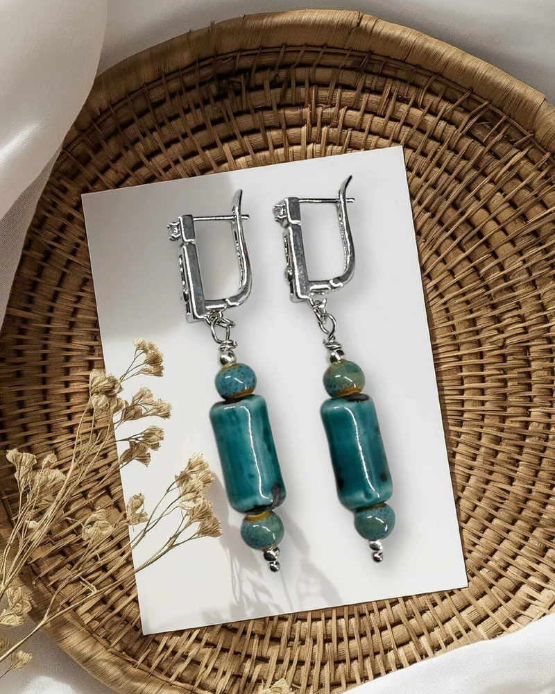 Серьги с керамикой Бирюза