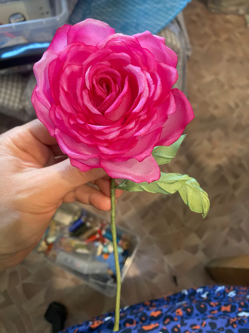 Брошь Роза ручное окрашивание