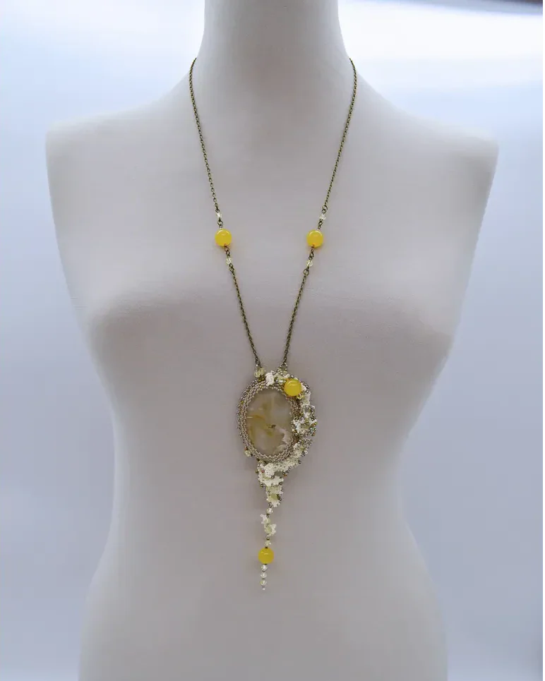 Кулон с агатом и Swarovski