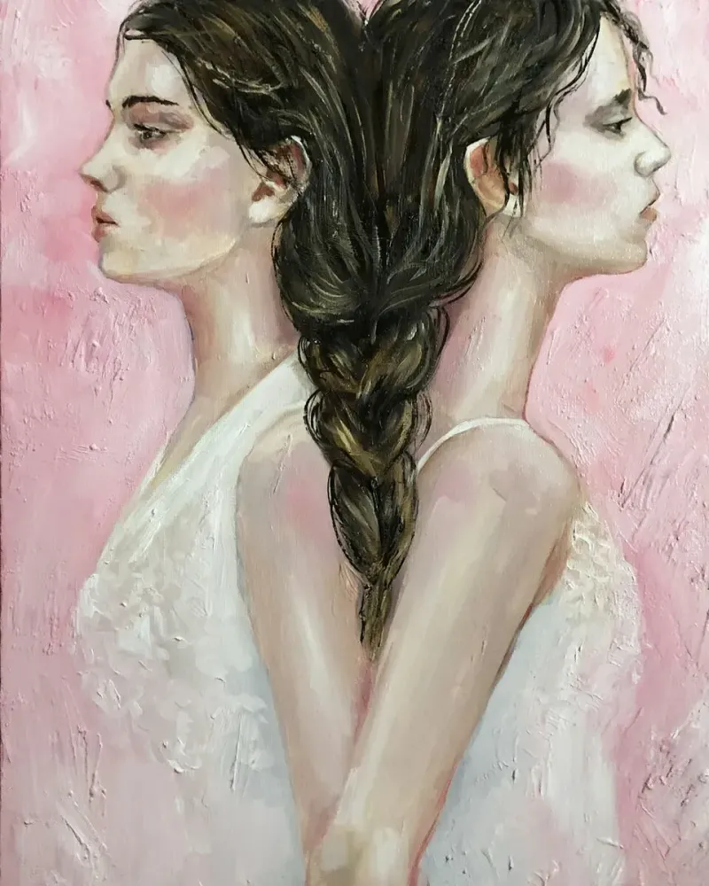 Сёстры. Картина маслом 40×60 см — 40×60 см