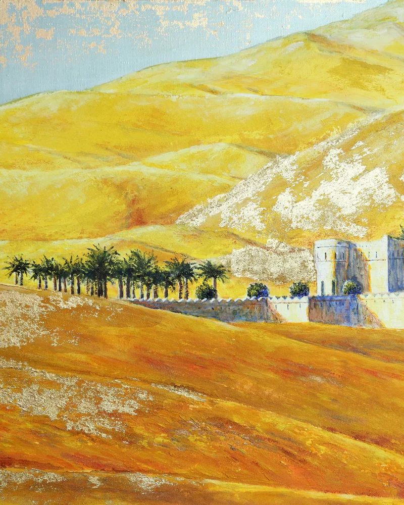 Серия Пустыня. Оазис. Картина акрил, поталь