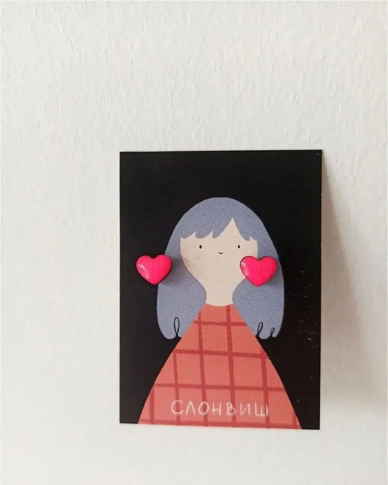 Серьги сердце для девочки деревянные — розовый