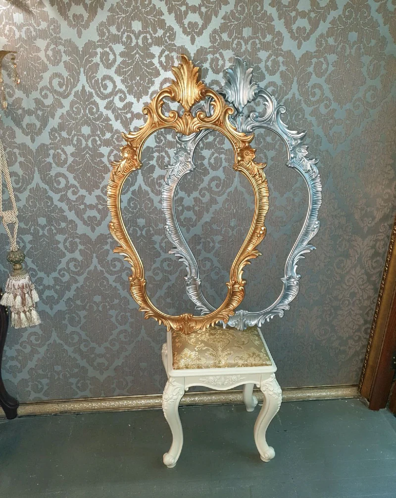 Зеркало настенное барокко в резной раме (слоновая кость) — Основной