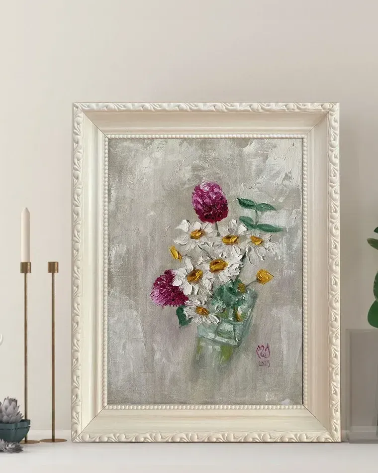 Ромашки. Картина маслом 23×29 см — 23×29 см