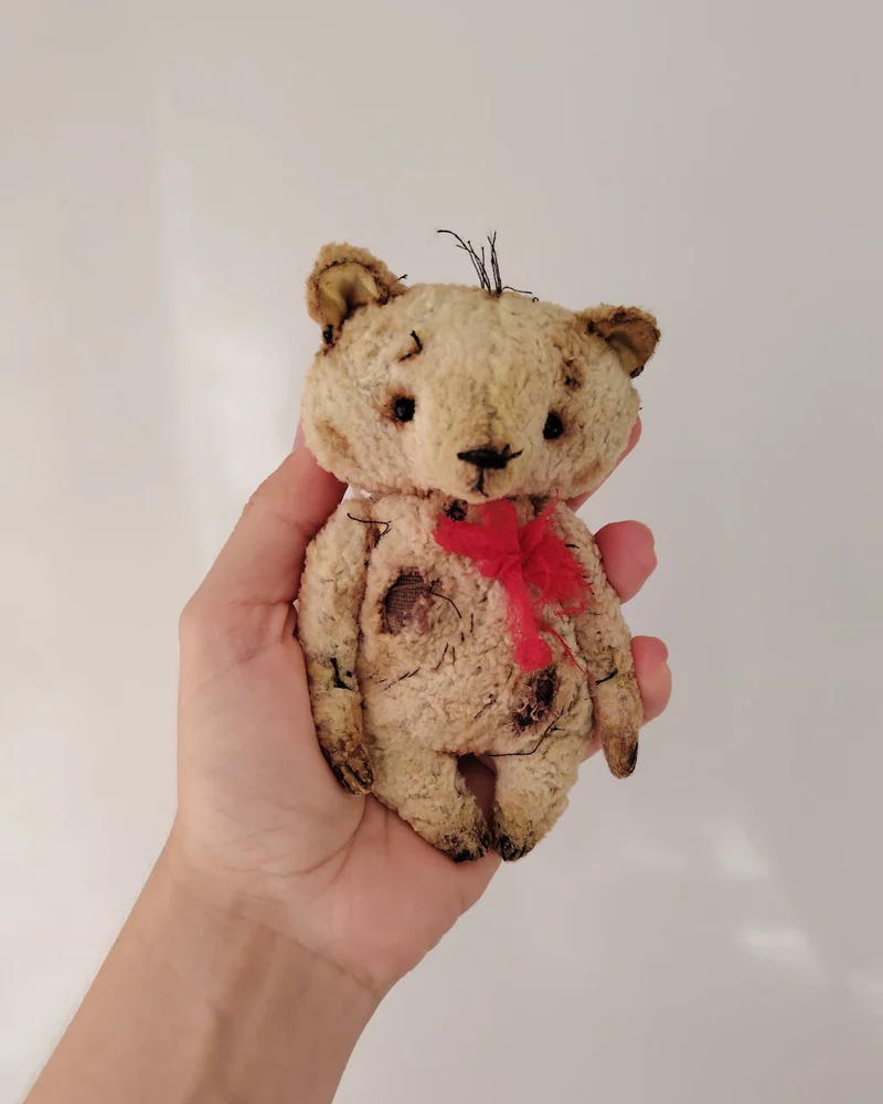 Коричневый мишка из винтажного плюша