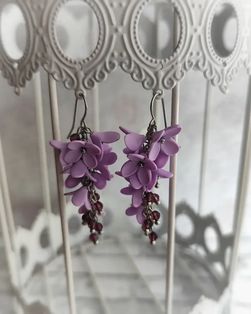 Серьги с цветами — Фиолетовый